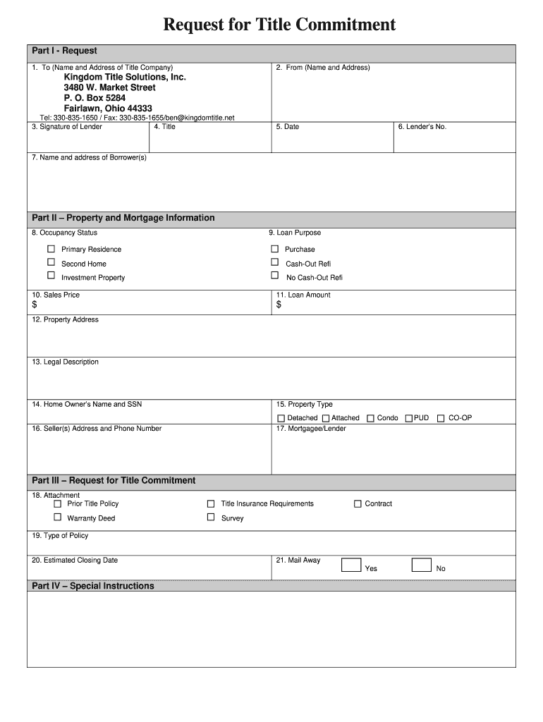 Request for Title Commitment  Form