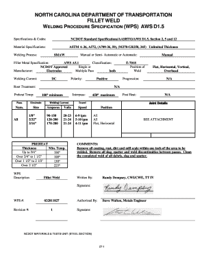 Wps for Fillet Weld  Form