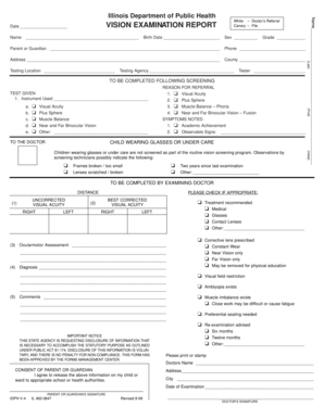 Vision Exam Report Qxd Illinois Department of Public Health Idph State Il  Form