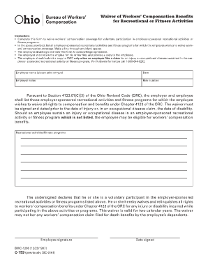 Printable Workers Comp Waiver  Form