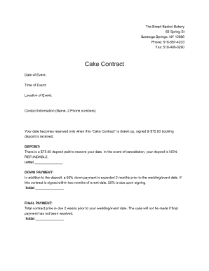 Wedding Cake Contract Template Fill Out And Sign Printable Pdf Template Signnow