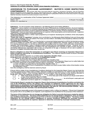 Addendum to Purchase Agreement Buyer&#039;s Home Inspection Mnbar  Form