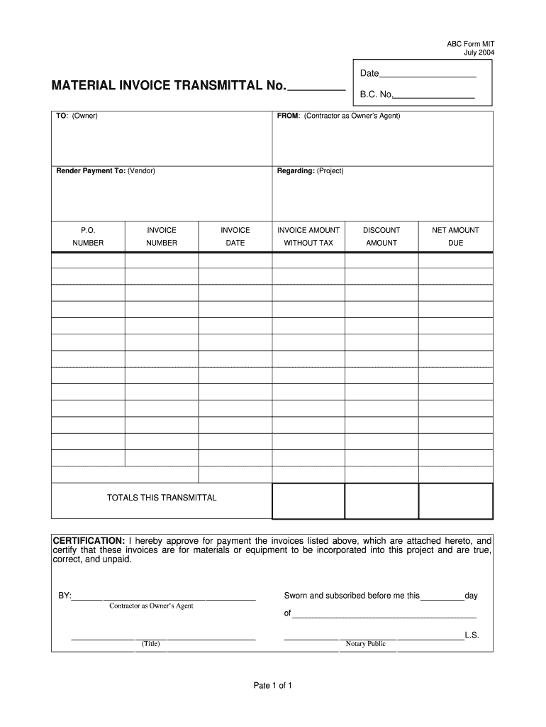  Invoice Transmittal 2004-2024