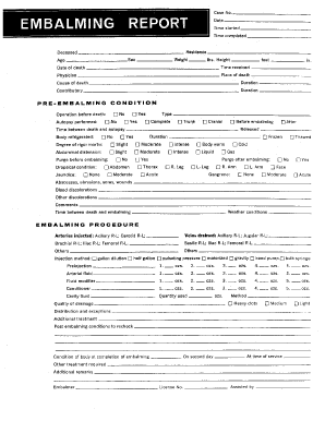 Embalming Report Template  Form