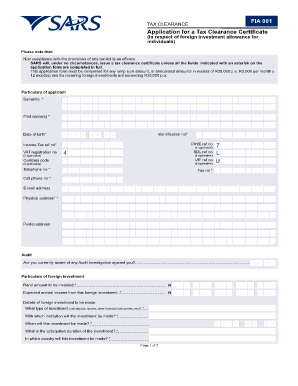 Fia Clearance Certificate  Form