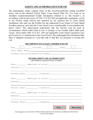 Assent and Authorization for Use D1nr Bcqp Us  Form