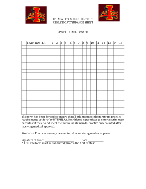 Sports Attendance Sheet  Form