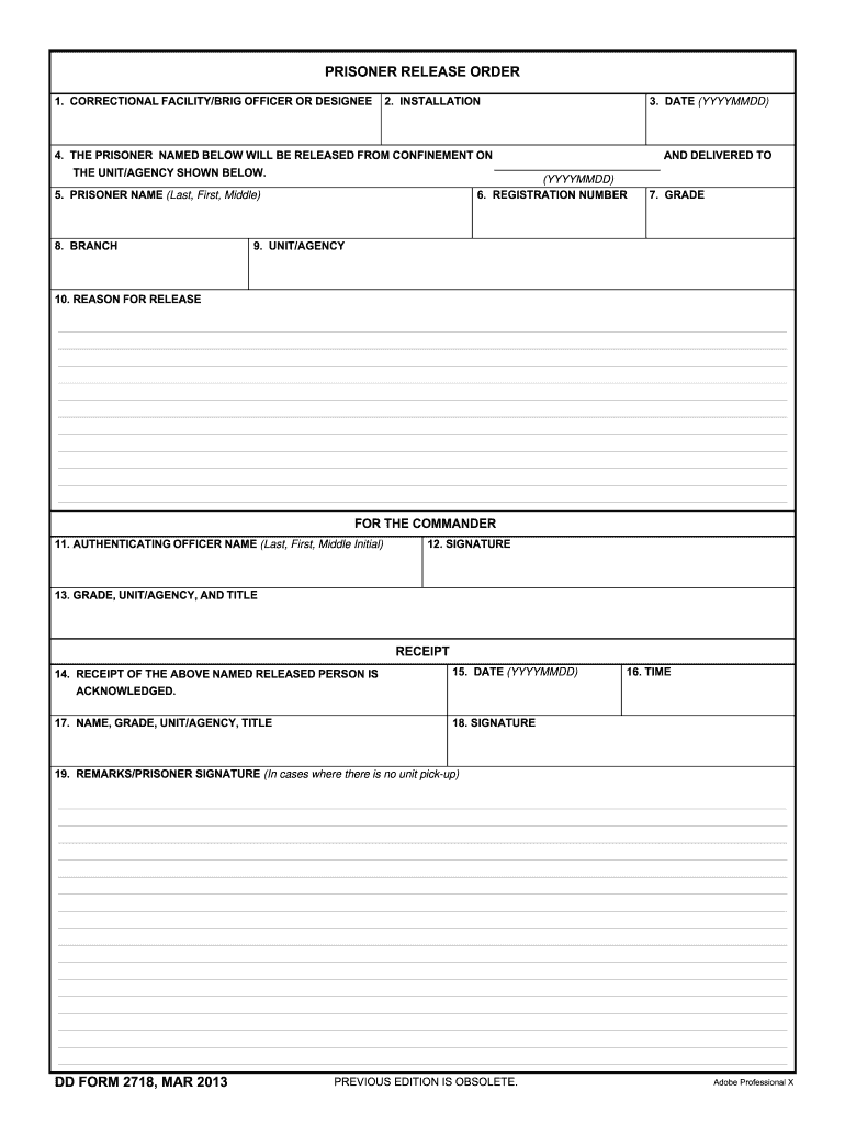  Dd Form 2718 2013-2024