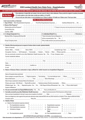 Icici Lombard Health Care Claim Form Filled Sample