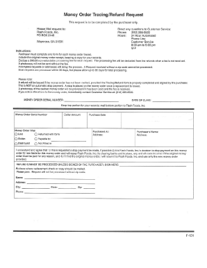 Money Order Refund  Form