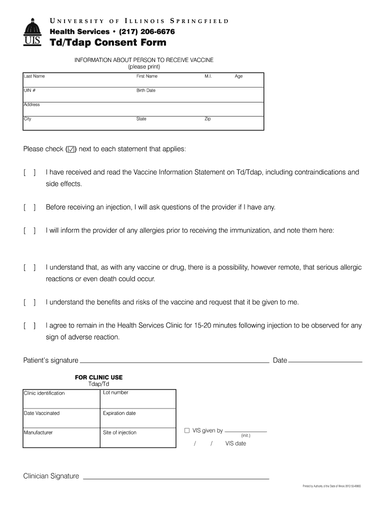 Tdap Consent  Form