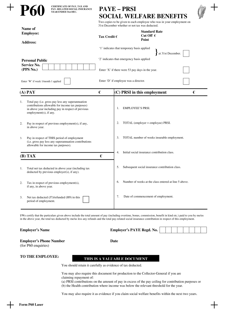 P60 Template 19  Form