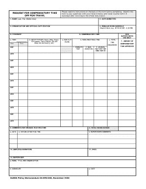 REQUEST for COMPENSATORY TIME off for TRAVEL DoDEA Am Dodea  Form