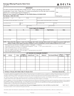 DamageMissing Property Claim Form A248 E Akamai