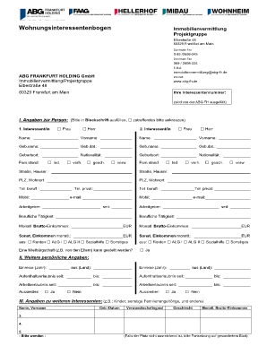 Wohnungsinteressentenbogen  Form