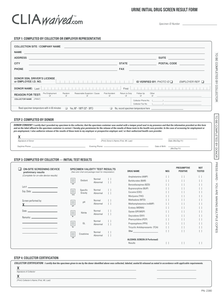 Mat Clinic Urine Drug Result Form