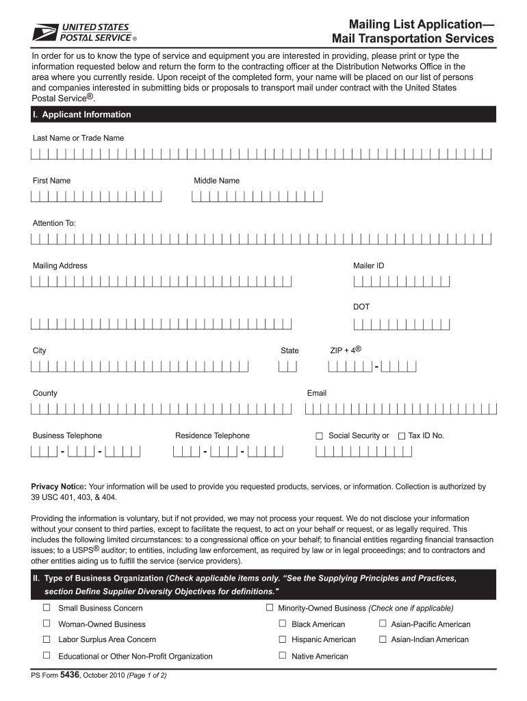  Ps Form 5436 2010-2024