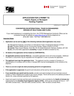 Cites Permit Application Form Canada