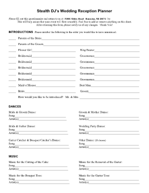 Wedding Ceremony Dj Template  Form