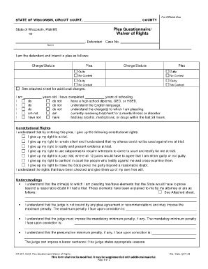 Plea Questionnaire Waiver of Rights  Form