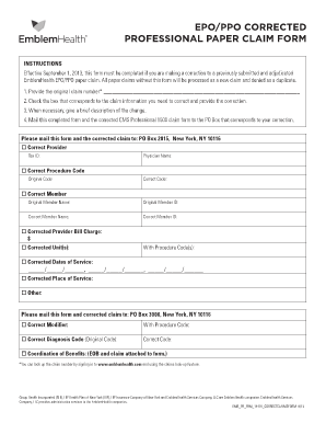 Ghi Corrected Claim Form