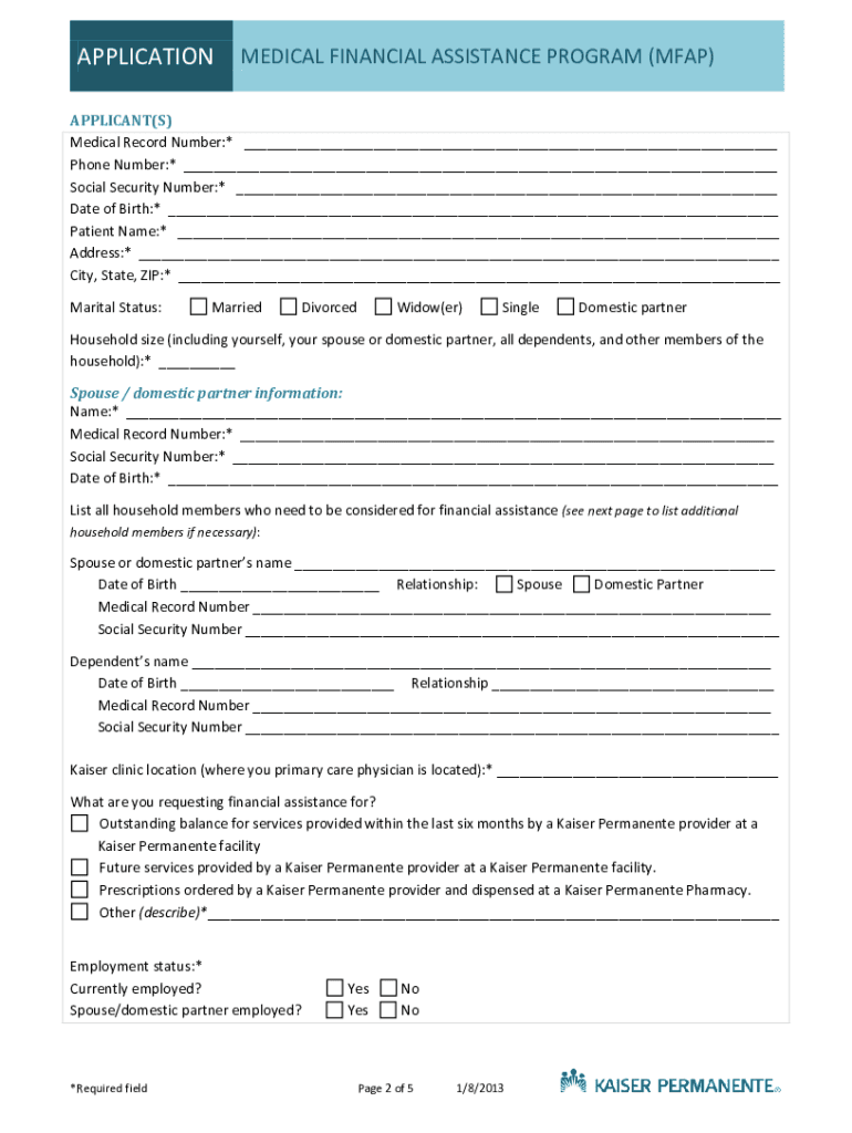 Kaiser Mfa Online Application  Form
