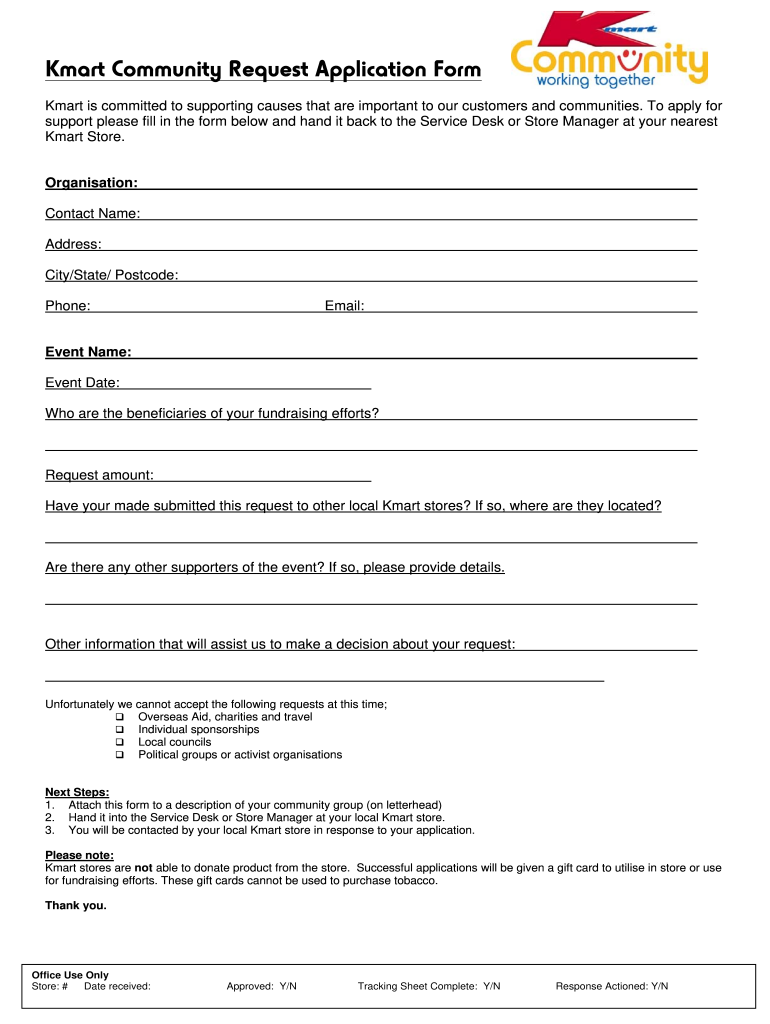 Kmart Donation Request  Form: get and sign the form in seconds