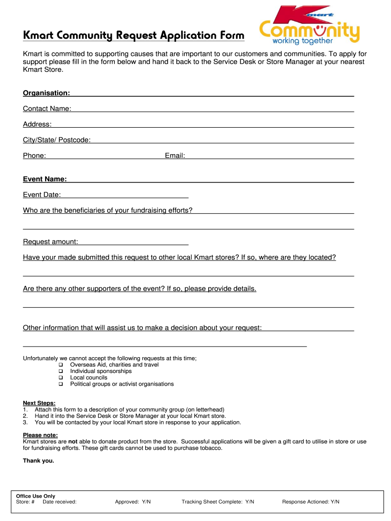 Kmart Donation Request  Form