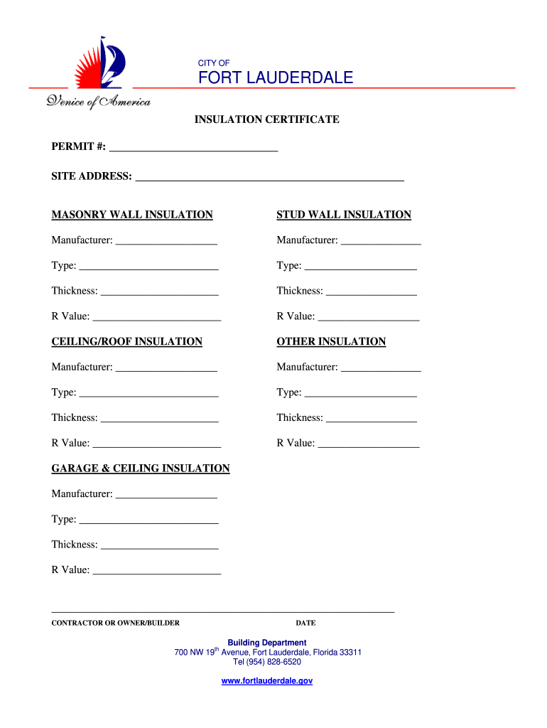 Insulation Certificate  Form
