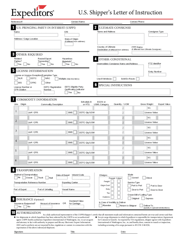 Expeditors Blank Sli  Form