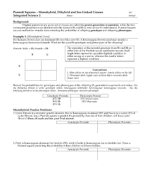 Practice with Monohybrid Punnett Squares Answer Key  Form