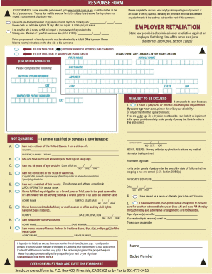 Jury Duty Form California