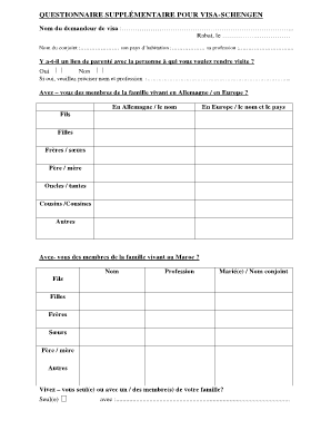 Schengen Visa Questionnaire  Form