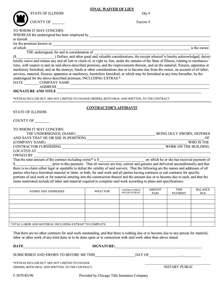 Chicago Title Final Waiver  Form