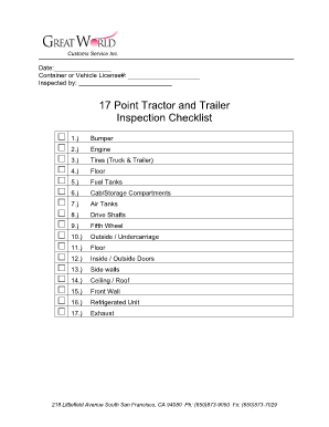 Trailer Inspection Checklist  Form