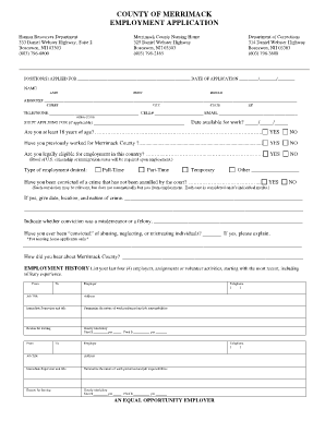 COUNTY of MERRIMACK EMPLOYMENT APPLICATION  Form