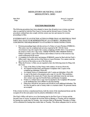 Eviction Packet Middletown, Ohio Cityofmiddletown  Form