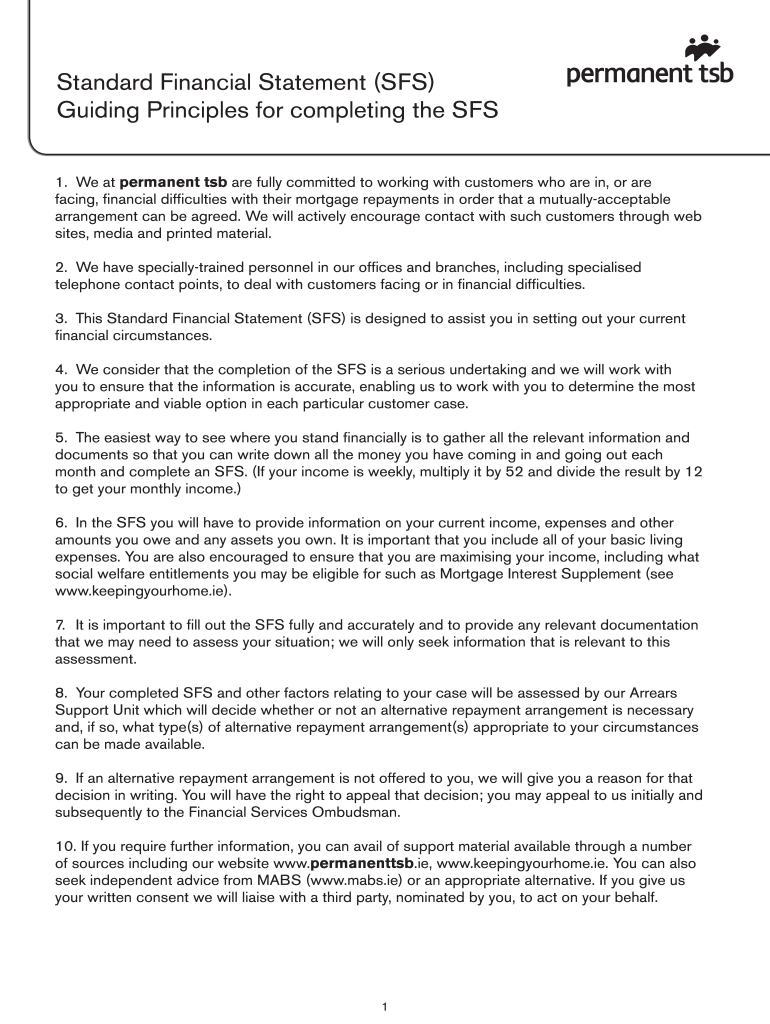  Permanent Tsb Sfs Form 2012-2024