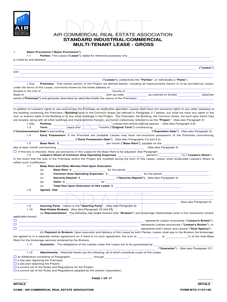 Sample Industrial Lease for Argus 1  AIR COMMERCIAL REAL  Form