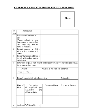 Character and Antecedents Verification Form