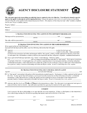 Agency Disclosure Statement Ohio  Form