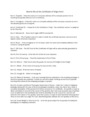 Umfcci Country of Origin Form