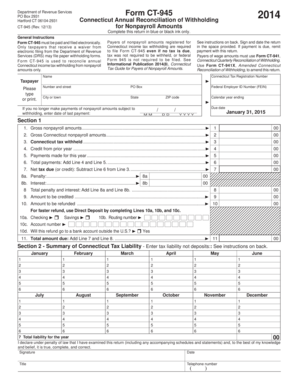 CT 945, Connecticut Annual Reconciliation of CT Gov  Form