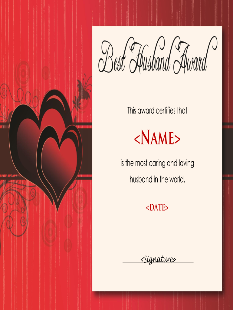 Best Husband Certificate Online  Form