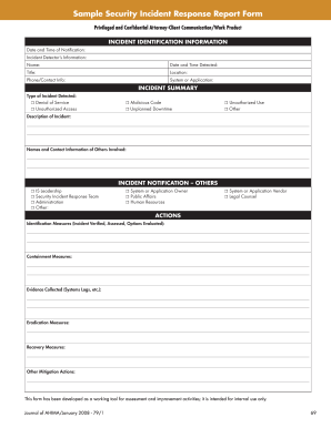 Blank Incident Report Form Template