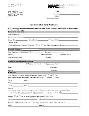  Application for Burial Allowance 2013