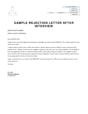 Private School Rejection Letter Sample  Form