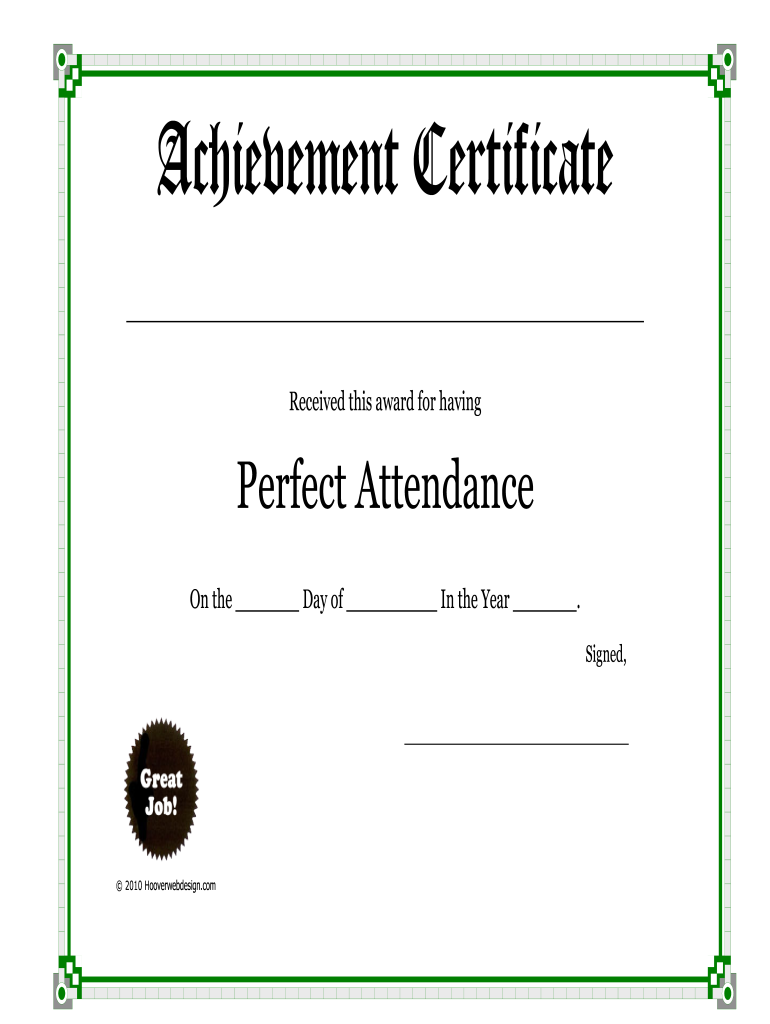 Attendance Certificate for College Students  Form