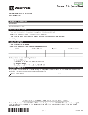 Td Ameritrade Deposit Slip  Form