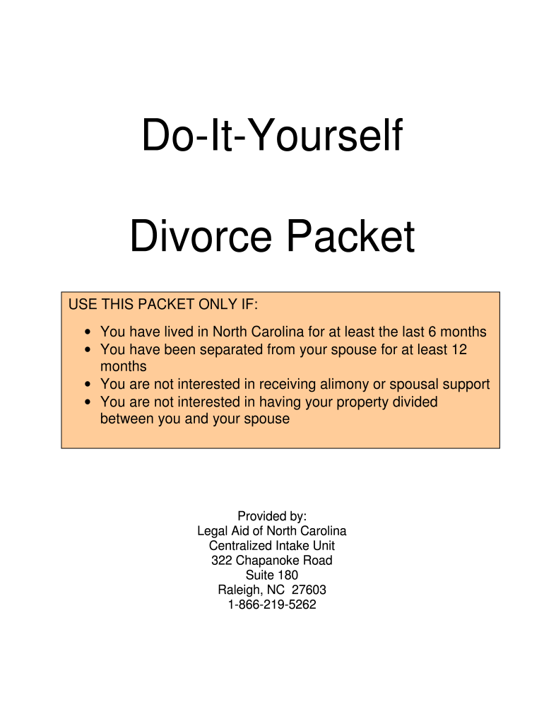 Nc Divorce Packet PDF  Form